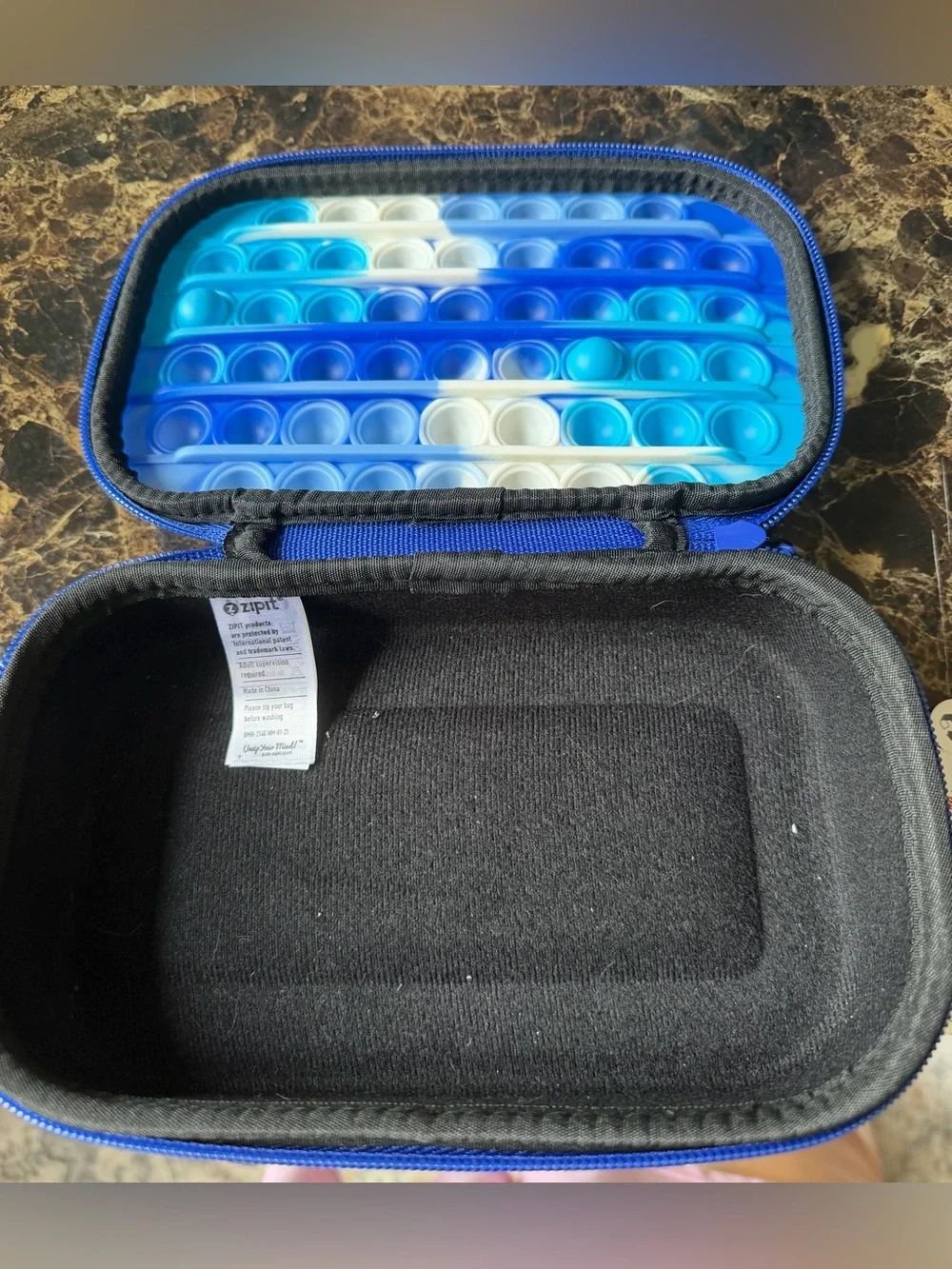 Blue & White Silicone Pop-It Fidget Sensory Pencil Case Box